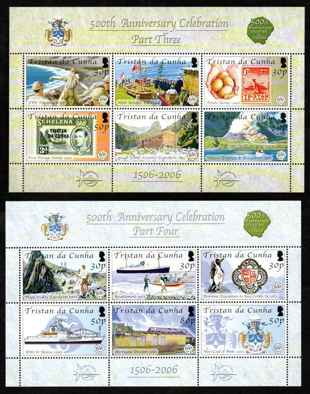 Tristan da Cunha 2006 500th ann of discovery 2nd issue (x2) sheets of (x6) umm - SGMS865 - CV GBP 21