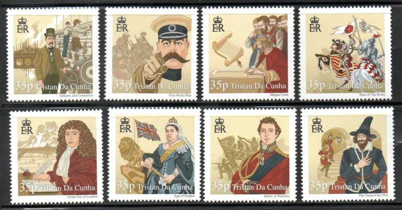 Tristan da Cunha 2011 history of the British Isles (3rd series) umm set of (x8) singles  SG1023-30.