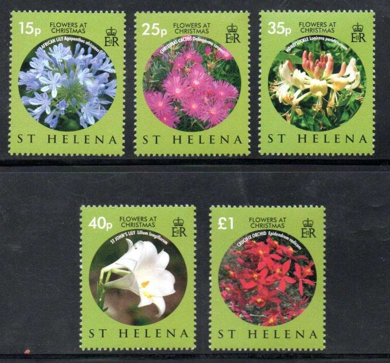St Helena 2008 flowers at Christmas umm set of (x5)  SG1072/76  CV GBP 8+.