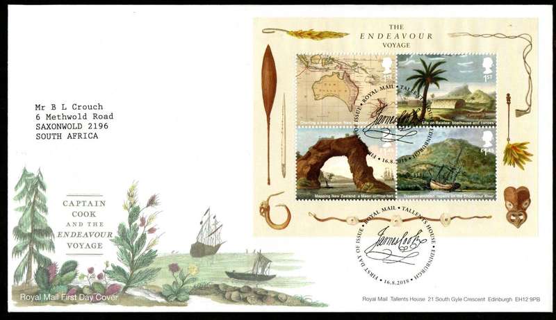 GB 2018 Captain Cook and the Endeavour Voyage (x2) first day covers (Tallents House) - CV GBP 29.