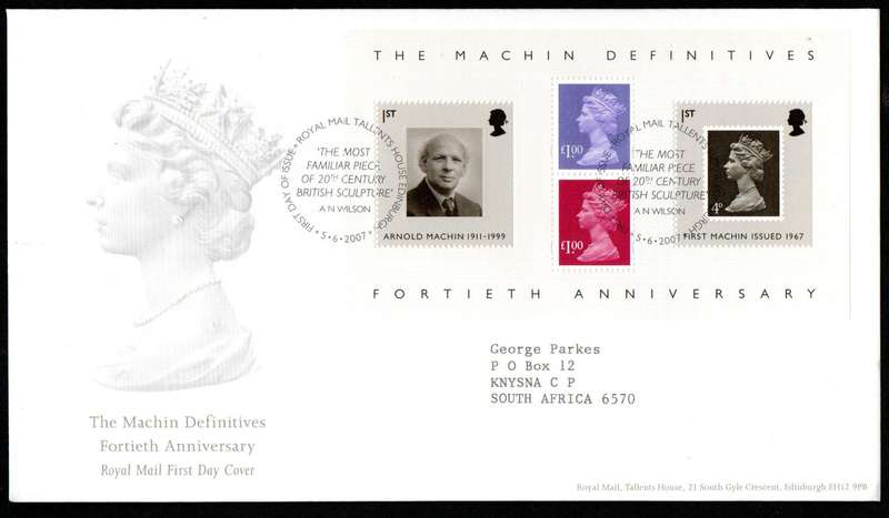 GB 2007 40th anniv of the first Machin defs (x2) first day covers (Tallents House) - as per scans.