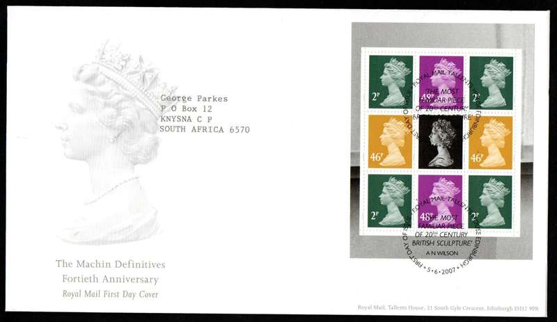 GB 2007 40th anniv of the first Machin defs (x2) first day covers (Tallents House) - as per scans.