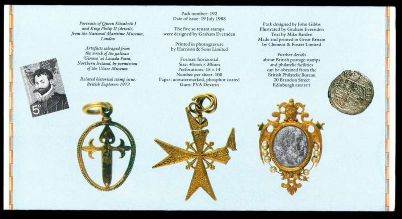 GB 1988 400th anni of Spanish Armada mint presentation pack no 192.