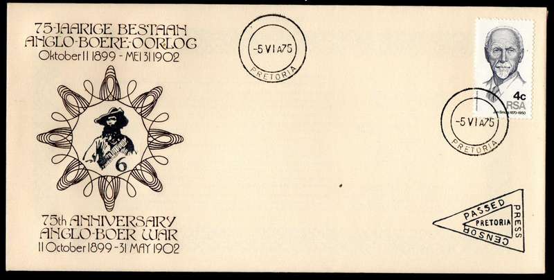 RSA 1974 75th anni of the Anglo Boer War (x6) commemorative covers 1-6 - great lot.