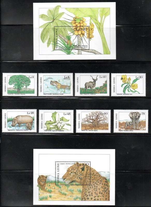 Sierra Leone 1987 flora and fauna umm set of (x8) + (x2) msheets  SG1082/MS1090  CV GBP 18+