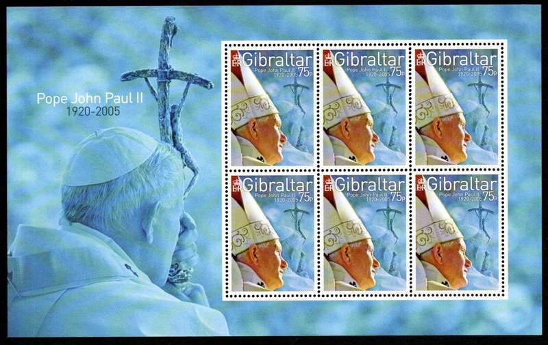 Gibraltar 2005 Pope John Paul II umm sheetlet of (x6)  SG1142  CV GBP 15.