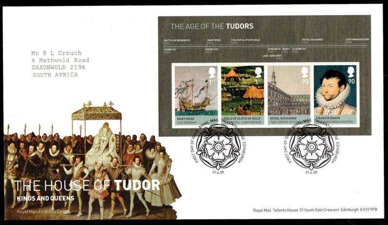 GB 2009 Kings and Queens  House of Tudor first day covers (X2) (Tallents House)  CV GBP 12.5