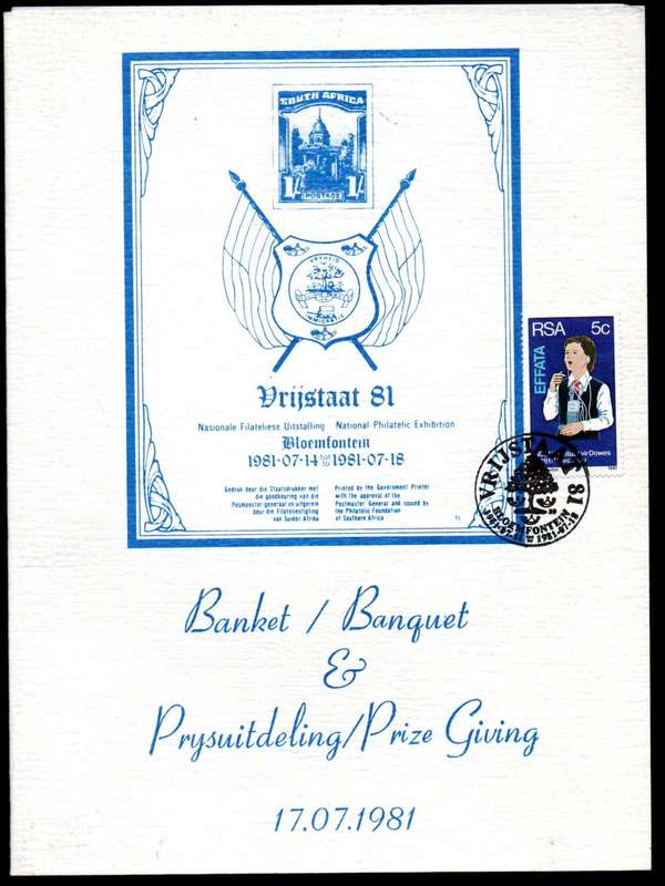 RSA 1981 Vrijstaat 81 banquet programme multiple signed Hennie Smit, Theunie Steyn etc + Unsigned.