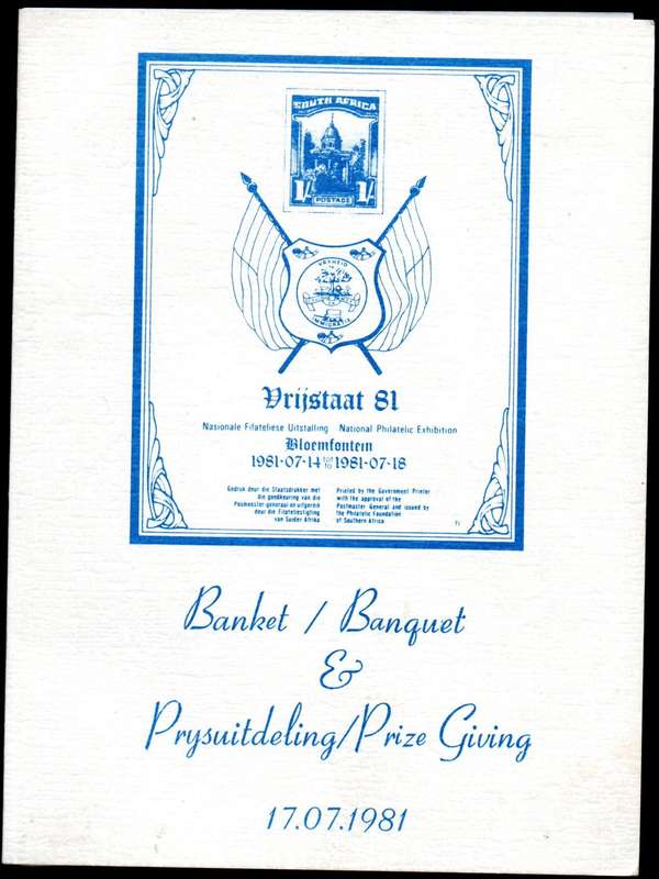 RSA 1981 Vrijstaat 81 banquet programme multiple signed Hennie Smit, Theunie Steyn etc + Unsigned.