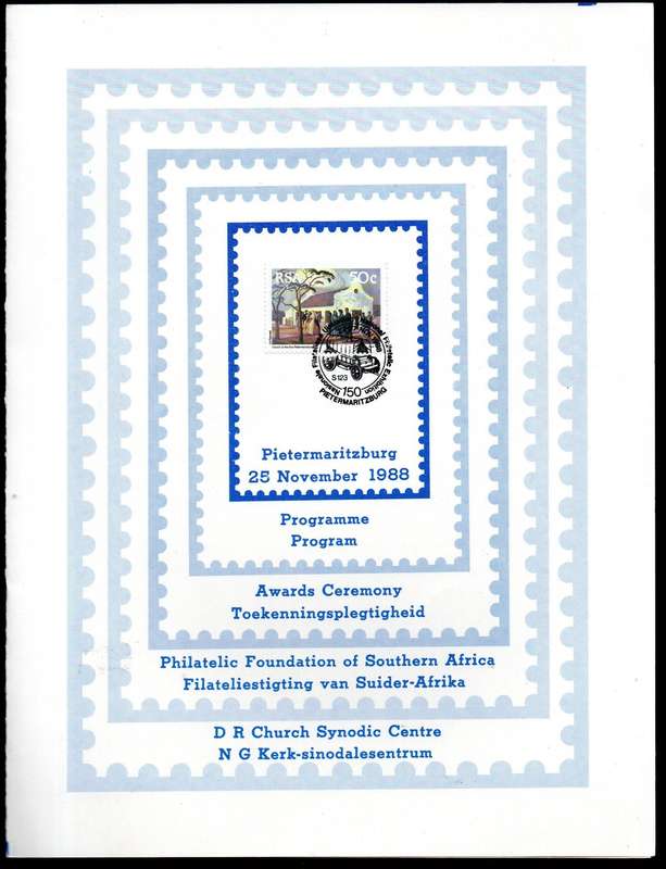 RSA 1988 Pietermaritzburg 150 National Philatelic Exhibition programme  as per scans.
