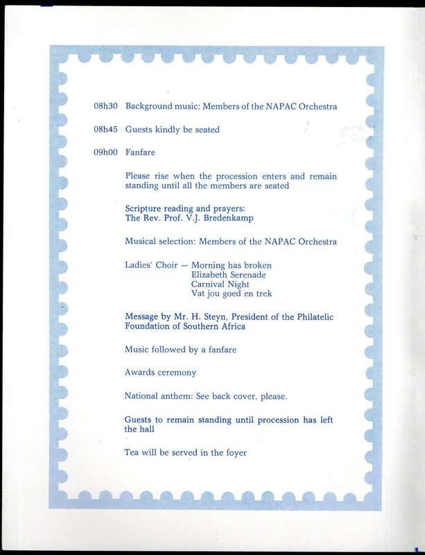 RSA 1988 Pietermaritzburg 150 National Philatelic Exhibition programme  as per scans.