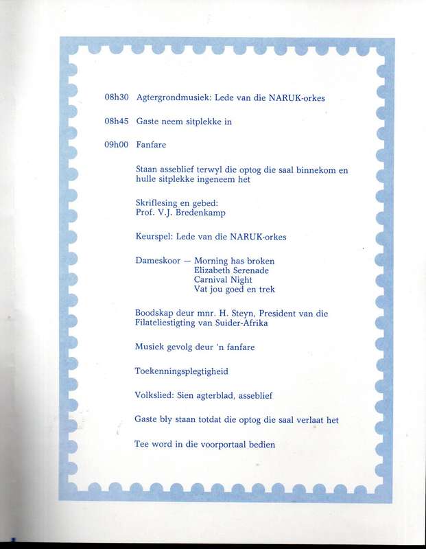 RSA 1988 Pietermaritzburg 150 National Philatelic Exhibition programme  as per scans.