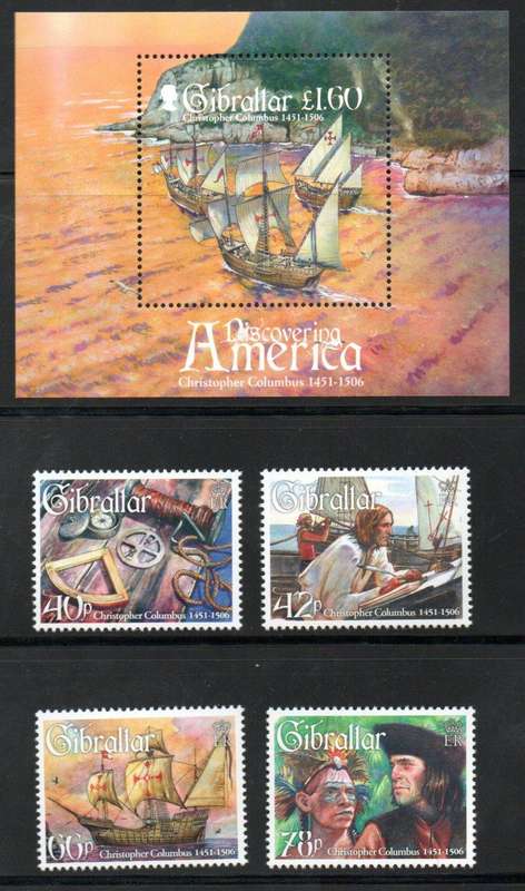 Gibraltar 2006 500th death anni of Columbus umm set of (x4) + msheet  SG1191-MS1195  CV GBP 14+