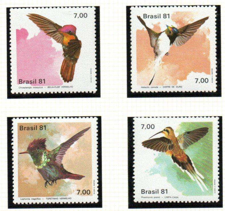 Brazil 1981 hummingbirds umm set of (x4) singles  SG1895-8.