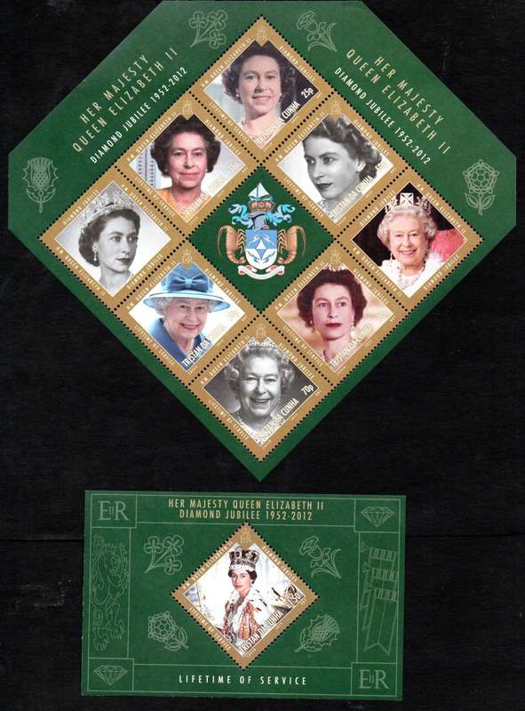 Tristan da Cunha 2012 QEII Diamond jubilee umm set of (x6) + (x2) msheets  SG1045-MS1052 CV GBP 26+