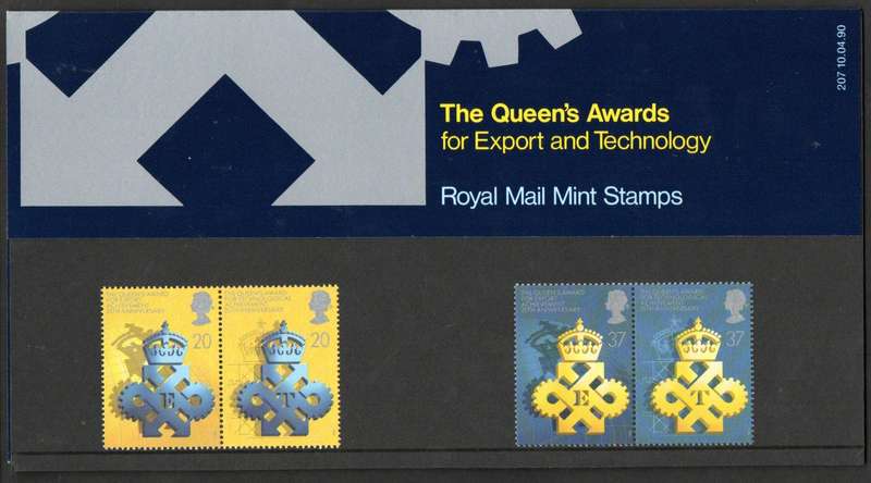 GB 1990 25th anni of Queens Awards for Export and Technology mint presentation pack no 207.