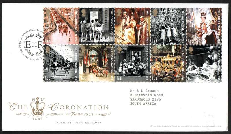 GB 2003 50th anniversary of the coronation (x2) first day covers (both postmarks)  CV GBP 19.