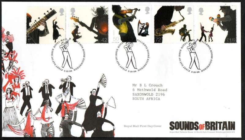 GB 2006 Sounds of Britain (x2) first day cover (both postmarks) - CV GBP 12.