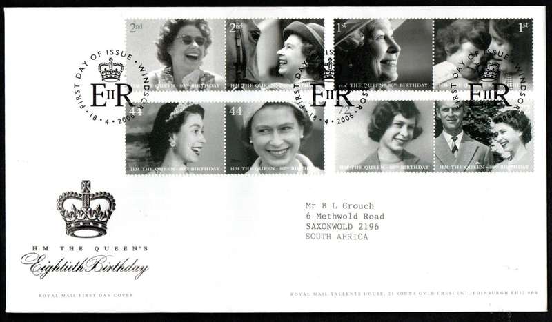 GB 2006 80th birthday of Queen Elizabeth II (X2) First day cover (both postmarks). CV GBP 13.