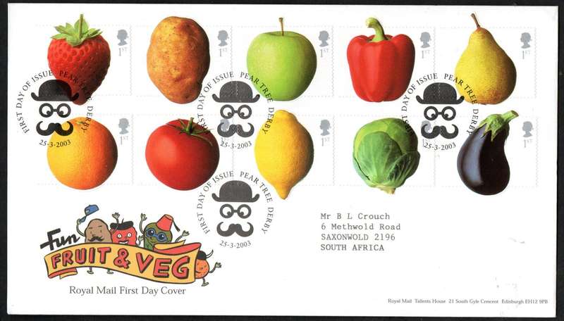 GB 2003 fruit and vegetables first day covers (both postmarks) - CV GBP 18.5
