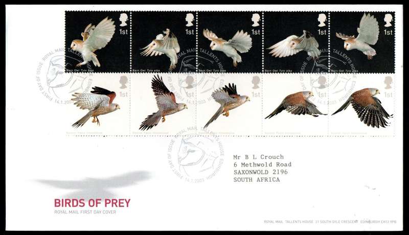 GB 2003 birds of prey first day covers (x2) (both postmarks)  CV GBP 18.5