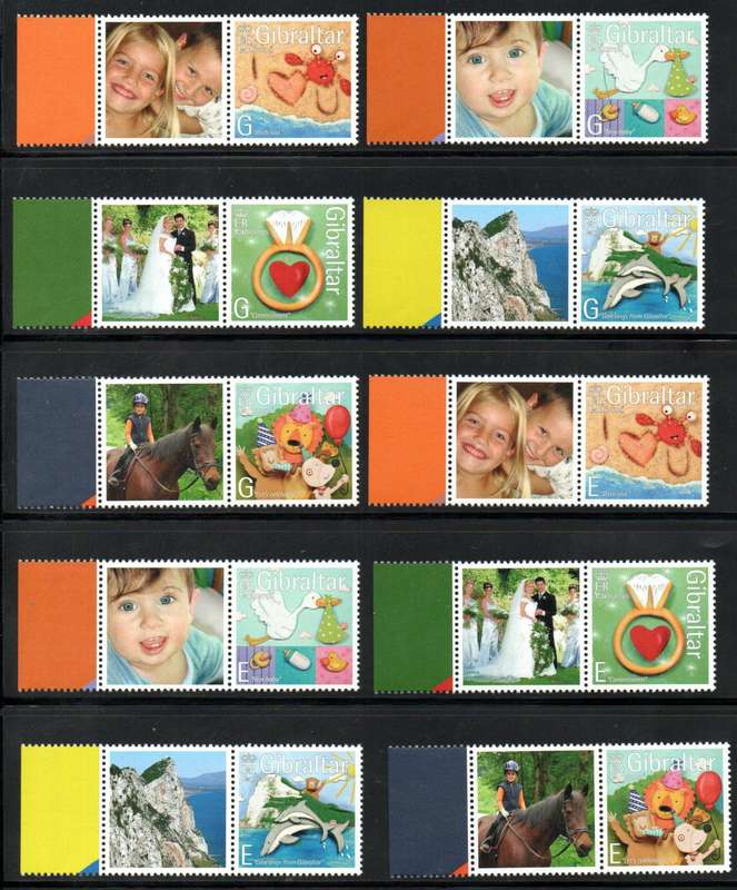 Gibraltar 2007 You Stamps umm set of (x10) marginal singles with labels  SG1226-35  CV GBP 9