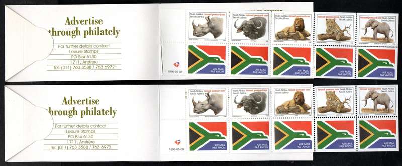 RSA 1996 Big Five booklet no 19 (x4) mint and complete - as per scans  CV R800.