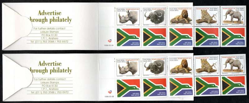 RSA 1996 Big Five booklet no 19 (x4) mint and complete - as per scans  CV R800.