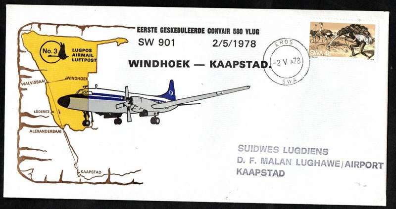 South West Airways/Namib Air clearance of (x7) flight covers  as per scans.
