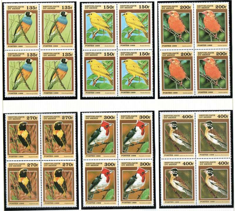 Benin 1999 birds umm set of (x6) blocks of (x4)  SG1772-77  Total CV GBP 27+