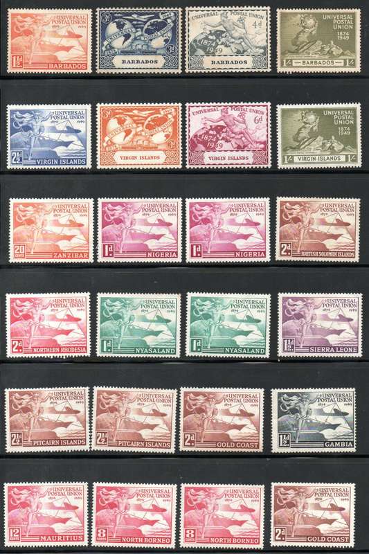 Commonwealth 1949 75th ann of UPU selection of mint/used singles - not complete - condition mixed.