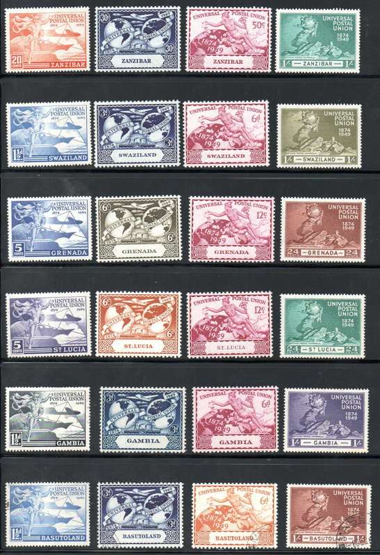 Commonwealth 1949 75th ann of UPU selection of mint/used singles - not complete - condition mixed.