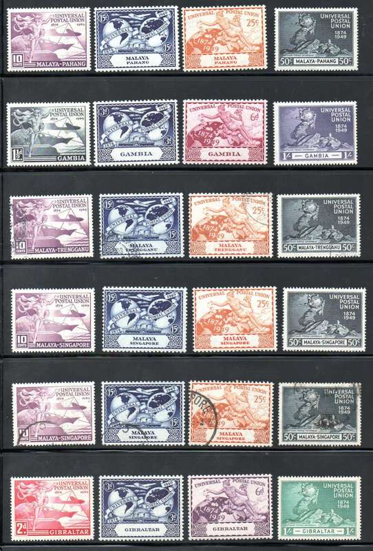 Commonwealth 1949 75th ann of UPU selection of mint/used singles - not complete - condition mixed.