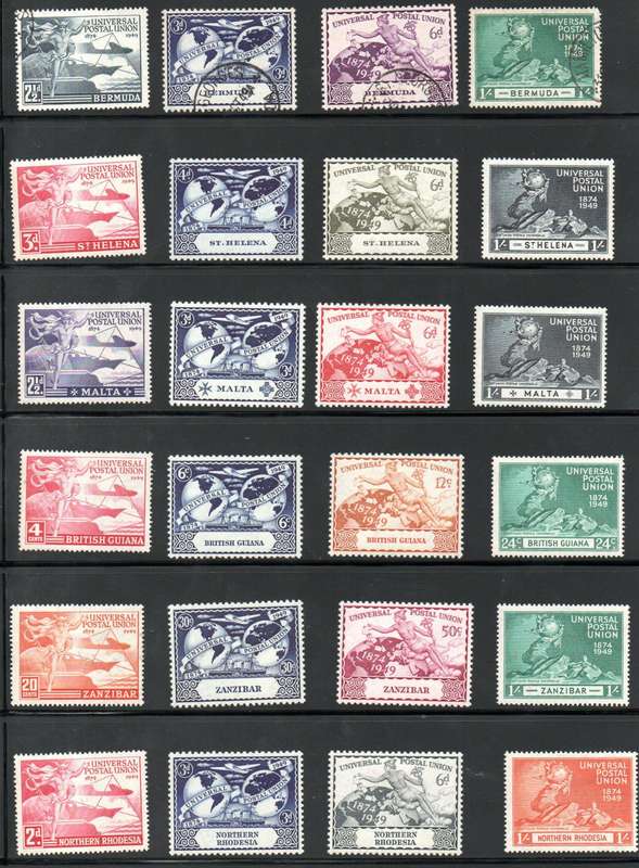 Commonwealth 1949 75th ann of UPU selection of mint/used singles - not complete - condition mixed.