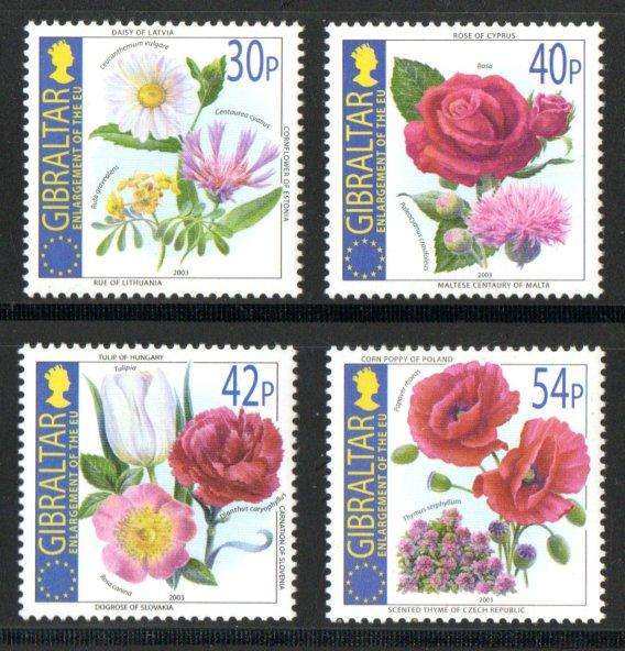 Gibraltar 2003 enlargement of the European Union (national flowers) umm set of (x4)  SG1062-5.