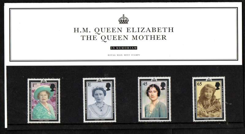 GB 2002 Queen Elizabeth the Queen Mother commemoration mint presentation pack no M08.