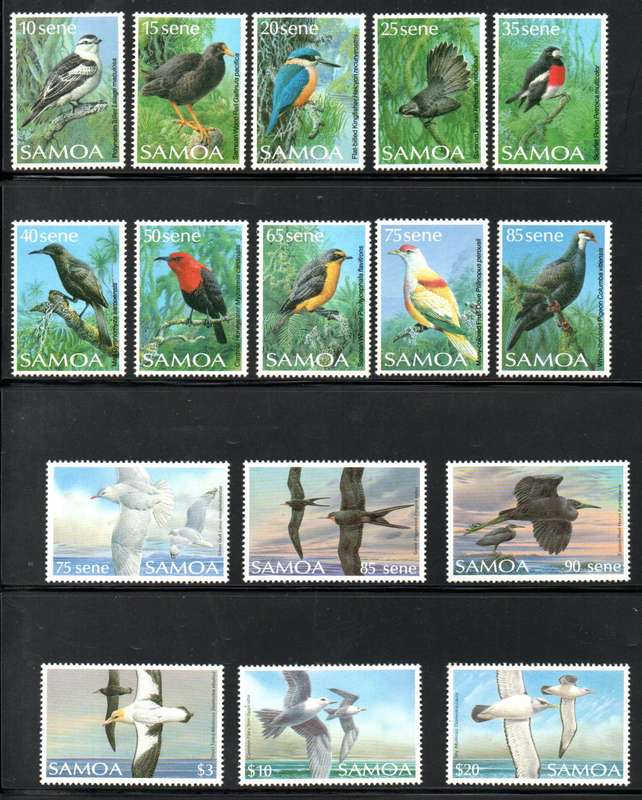 Samoa 1988-9 birds set of (x16) singles  SG788-803  total CV GBP 47+.