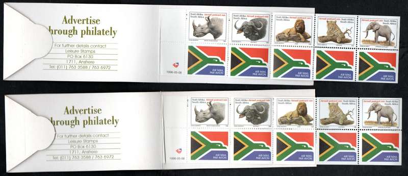 RSA 1996 Big Five booklet no 19 (x4) mint and complete - as per scans  CV R800.