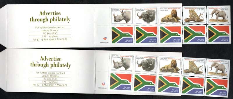 RSA 1996 Big Five booklet no 19 (x4) mint and complete - as per scans  CV R800.