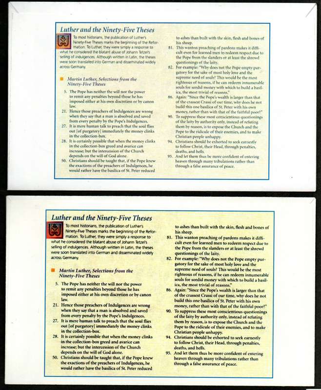 RSA 2017 500TH ANNI OF THE PROTESTANT REFORMATION (X6) PRIVATELY MADE COVERS. AS PER SCANS. NICE LOT