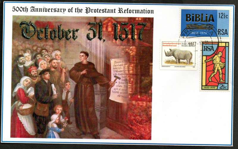RSA 2017 500TH ANNI OF THE PROTESTANT REFORMATION (X6) PRIVATELY MADE COVERS. AS PER SCANS. NICE LOT