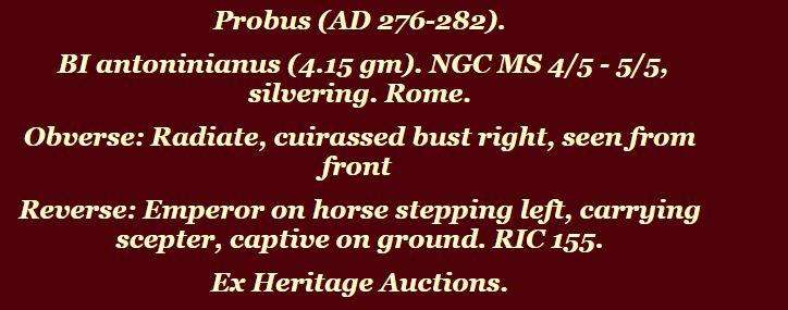 Probus (AD 276-282). BI antoninianus (4.15 gm) NGC MS 45, 55