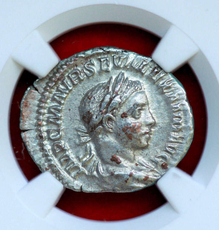 AR Denarius, NGC Certified Severus Alexander AU Roman coin 2