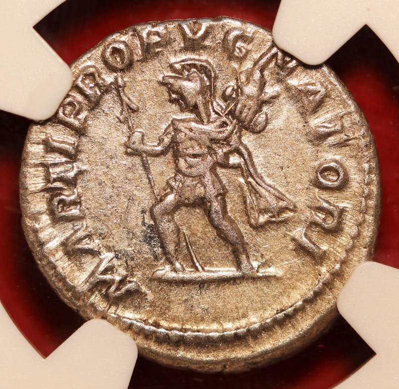 AR Denarius, NGC Certified XF Caracalla Mars Roman Silver coin