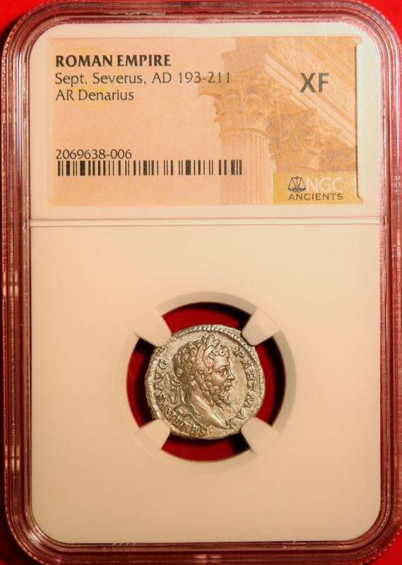AR Denarius, NGC Certified XF Septimius Severus Roman coin