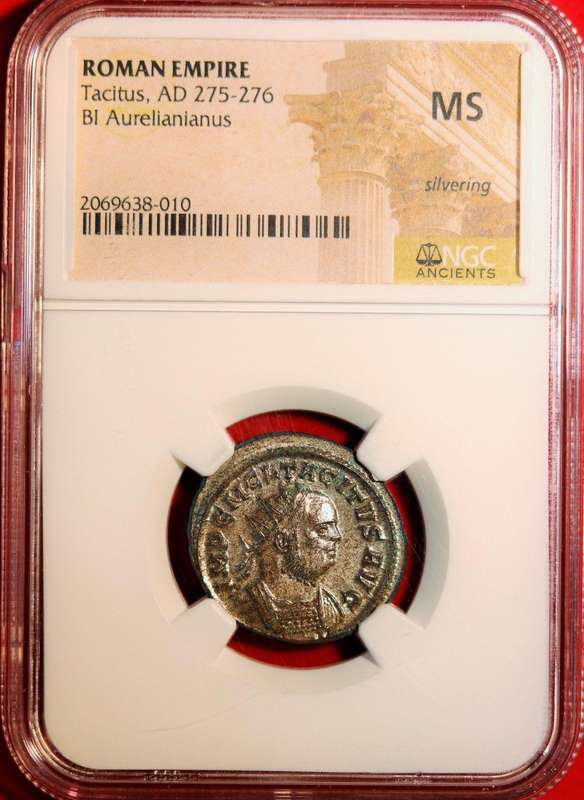BI Antoninianus NGC Certified MS Tacitus Roman coin Silvering