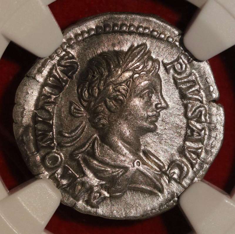 Caracalla AR Silver denarius IN CARTH NGC AU Roman coin