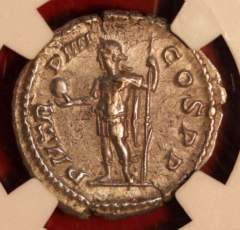 AR Denarius, NGC Certified Severus Alexander AU Roman coin