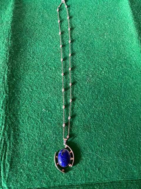 STERLING SILVER CHAIN WITH DARK BLUE ITALIAN STONE