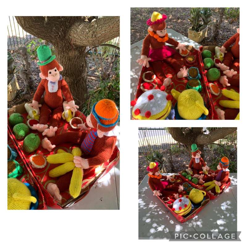 HAND KNITTED MONKEY PICNIC
